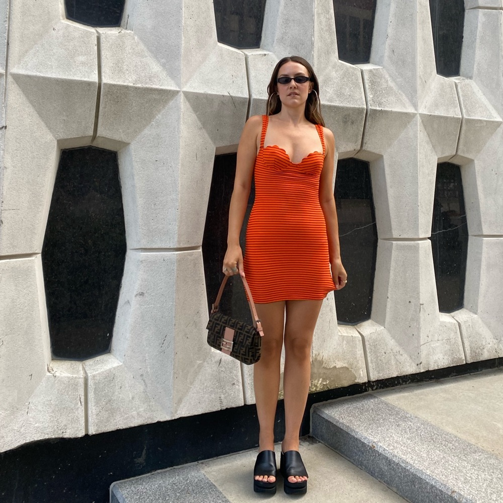 Vintage bodycon orange dress